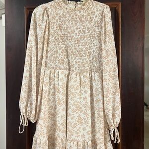 Floral Smocked Long Sleeve Dress